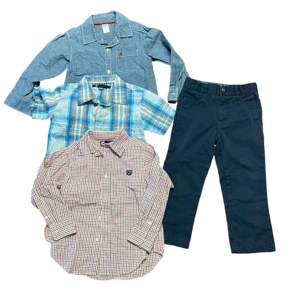 Kids lot bundle size 4 T pants and dress shirts - Picture 1 of 5